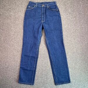 VTG 70s Lee Riders Jeans Women 14M Blue Straight High Rise USA Made Talon Zipper